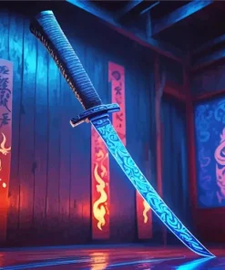 Blue Katana Diamond Painting