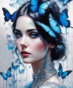 Blue Lady Butterfly Diamond Painting