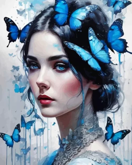 Blue Lady Butterfly Diamond Painting