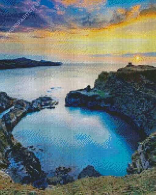 Blue Lagoon At Sunset Diamond Painting