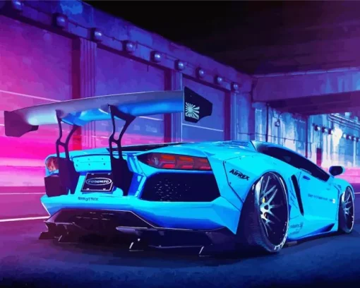 Blue Lamborghini Diamond Painting