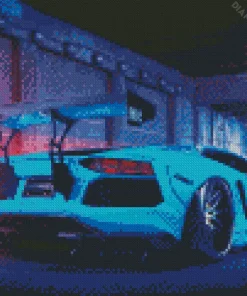 Blue Lamborghini Diamond Painting