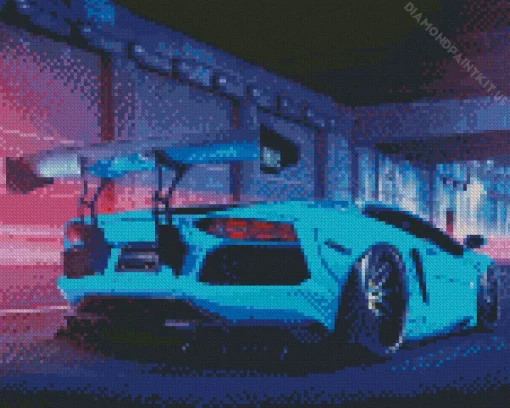 Blue Lamborghini Diamond Painting