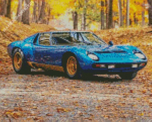 Blue Lamborghini Miura Diamond Painting