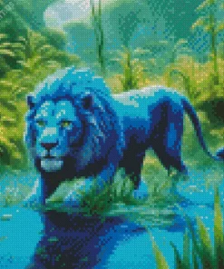 Blue Lion Animal Diamond Painting