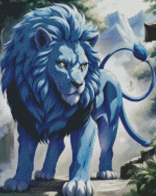 Blue Lion Diamond Painting