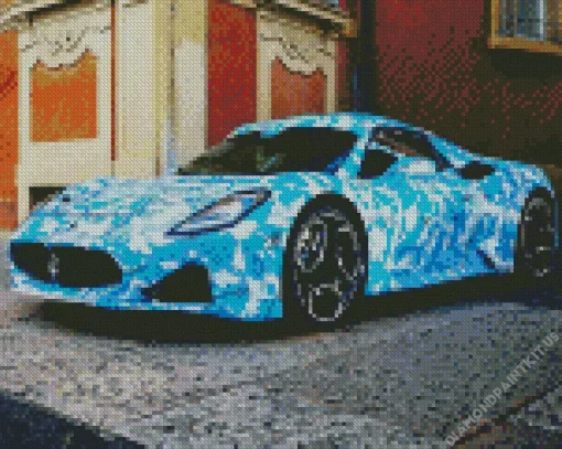 Blue Maserati MC20 Diamond Painting