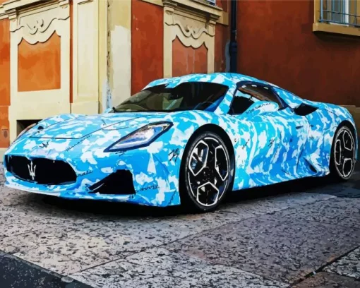 Blue Maserati MC20 Diamond Painting