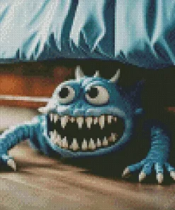 Blue Monster Under Bed Diamond Painting