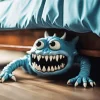 Blue Monster Under Bed Diamond Painting