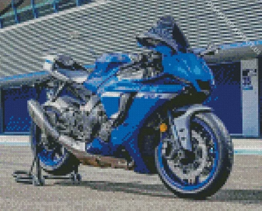 Blue Motorbike Diamond Painting