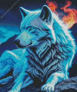 Blue Neon Wolf Diamond Painting