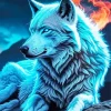 Blue Neon Wolf Diamond Painting