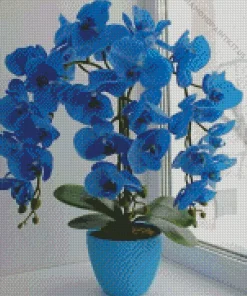 Blue Orchid Pot Diamond Painting