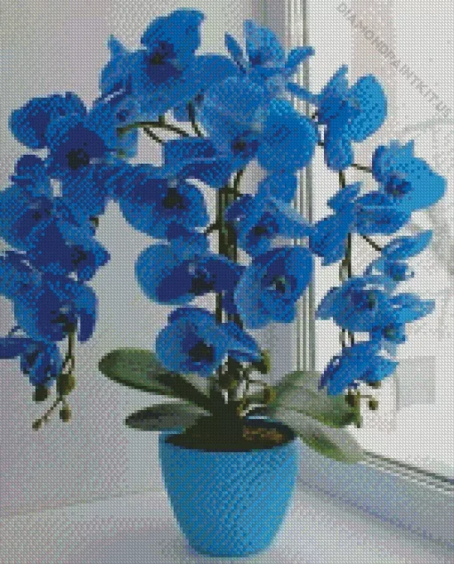 Blue Orchid Pot Diamond Painting