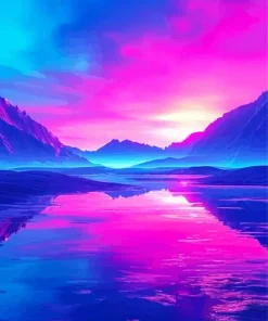 Blue Pink And Purple Sunset Diamond Painting