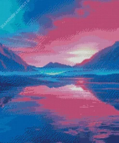 Blue Pink And Purple Sunset Diamond Painting