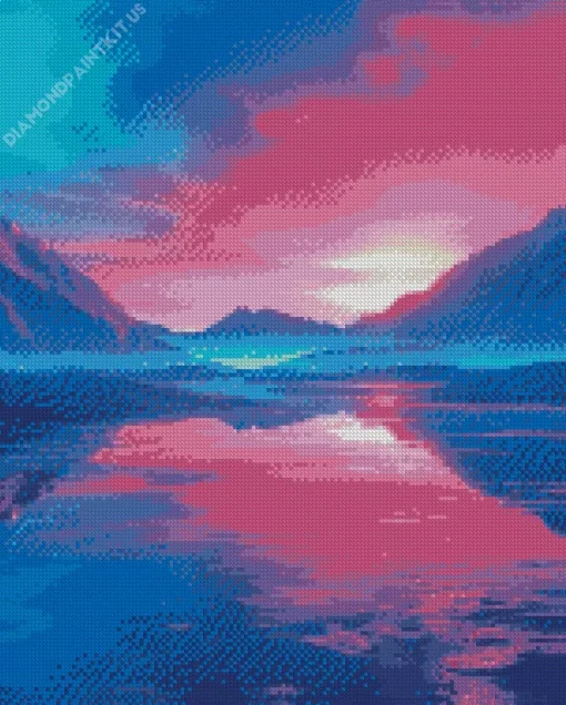 Blue Pink And Purple Sunset Diamond Painting