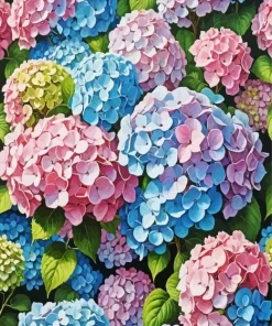 Blue Pink Hydrangea Diamond Painting