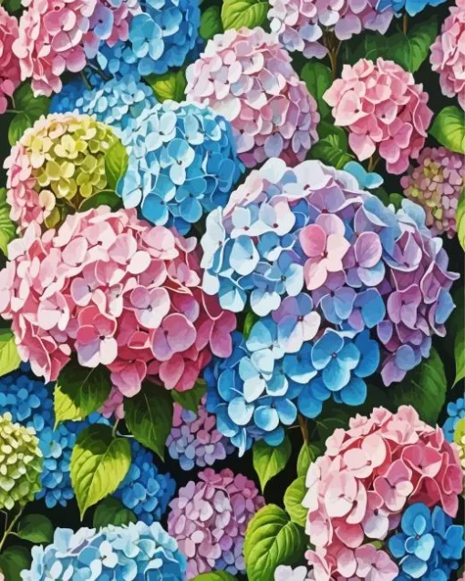 Blue Pink Hydrangea Diamond Painting