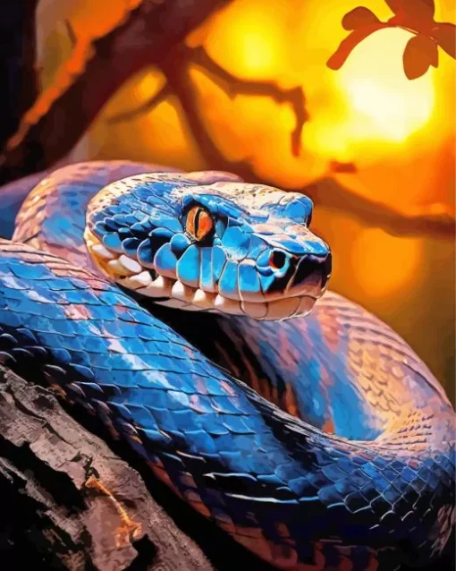 Blue Pit Viper Diamond Painting