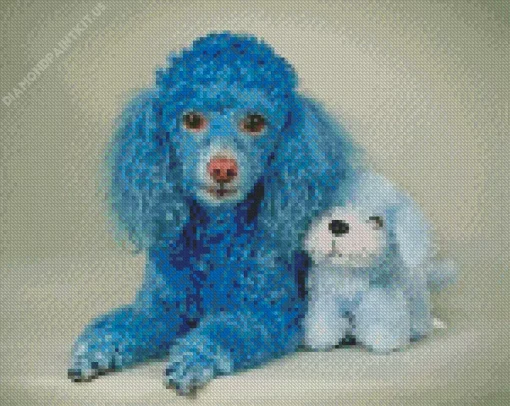 Blue Poodle Dog Diamond Painting