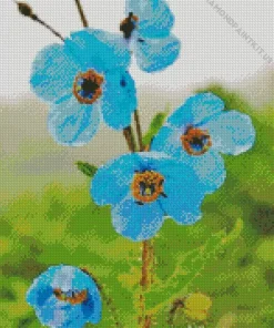 Blue Poppies Diamond Painting