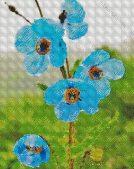 Blue Poppies Diamond Painting