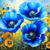 Blue Poppies Flowers Diamond Painting