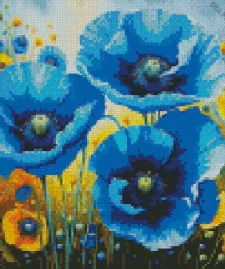 Blue Poppies Flowers Diamond Painting