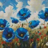 Blue Poppies Meadow Diamond Painting