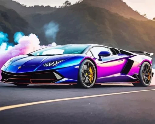 Blue Purple Car Diamond Painting