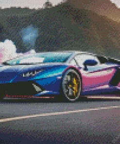 Blue Purple Car Diamond Painting