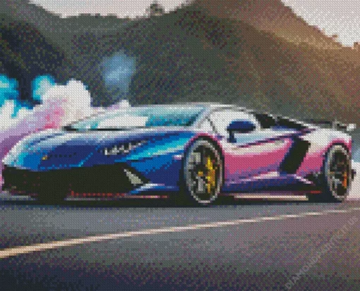 Blue Purple Car Diamond Painting