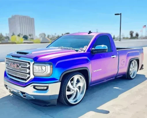 Blue Purple Truck Diamond Painting