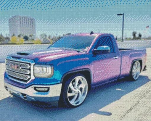 Blue Purple Truck Diamond Painting