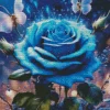 Blue Rose And Butterflies Diamond Painting