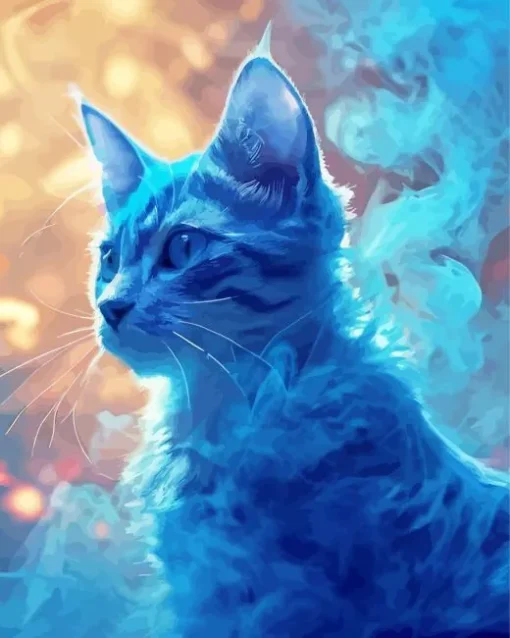 Blue Smoke Cat Diamond Painting