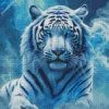 Blue Smoke White Tiger Diamond Painting