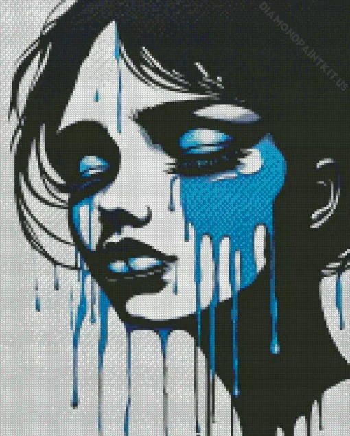 Blue Splatter Tears Diamond Painting