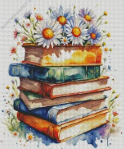 Books With Flowers Diamond Painting