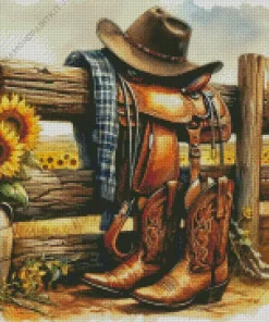 Boots And Cowboy Hat Diamond Painting