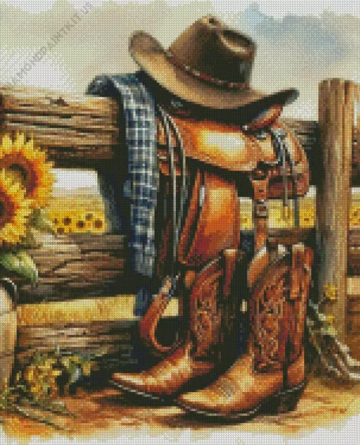 Boots And Cowboy Hat Diamond Painting