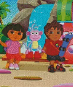 Boots Dora And Diego Diamond Painting