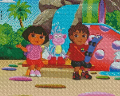 Boots Dora And Diego Diamond Painting