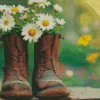 Boots With Daisies Diamond Painting