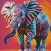 Colorful Elephant With Zebra Stripes Diamond Painting