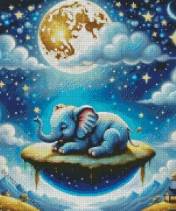 Elephant Moon Art Diamond Painting