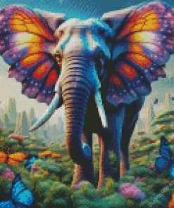 Elephant With Butterfly Diamond Painting