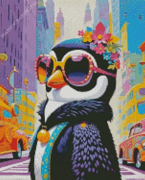 Flower Penguin Art Diamond Painting